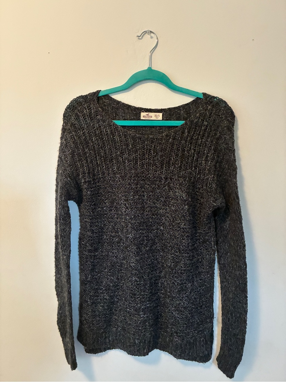 Hollister Dark Charcoal Crew Neck Sweater